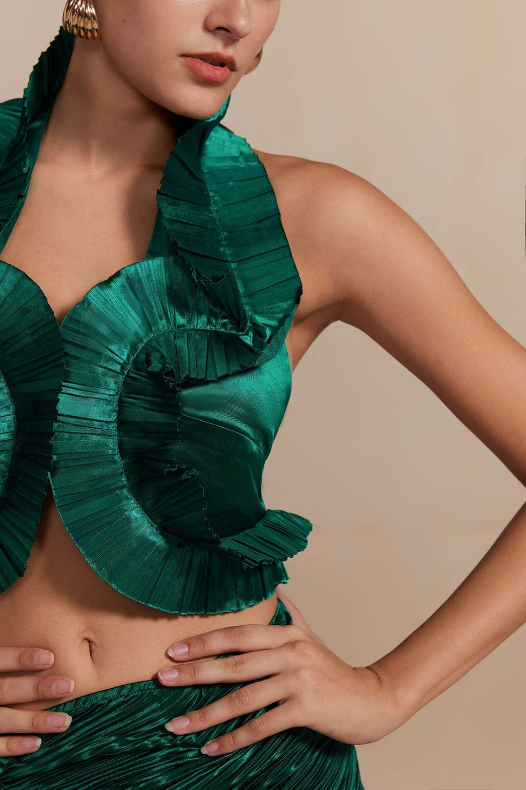 Ensemble Jupe Longue Plissée Dos Nu Élégant