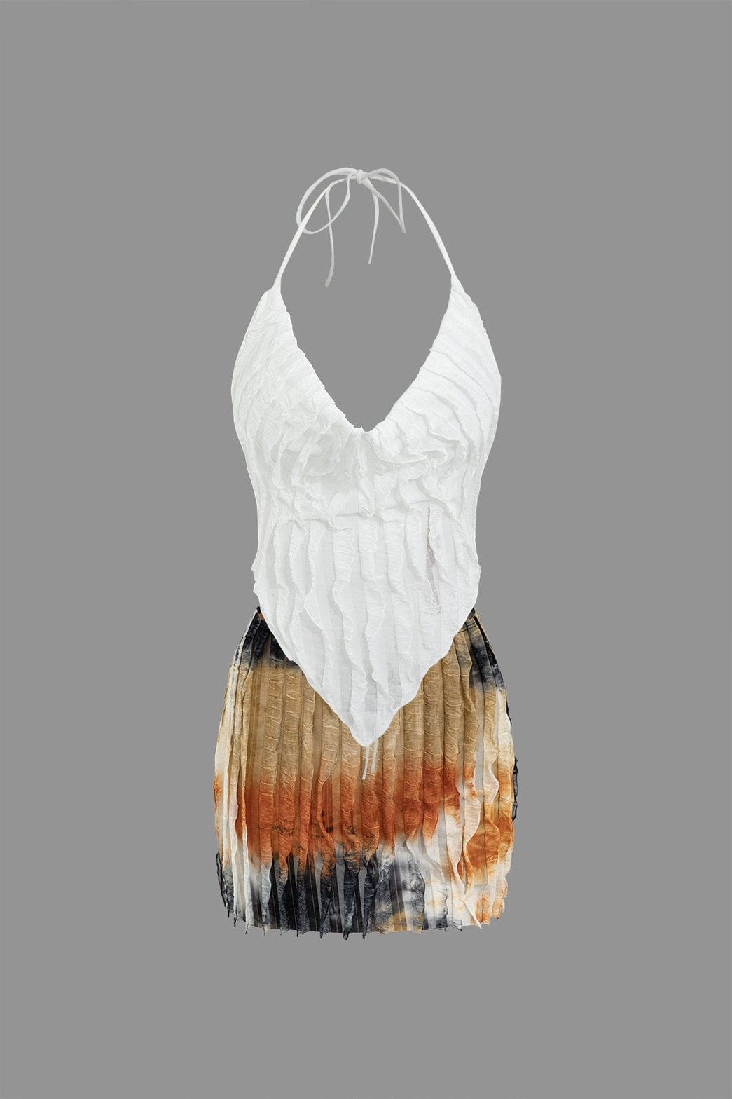 Ensemble jupe plissée col bénitier blanc chic élégance