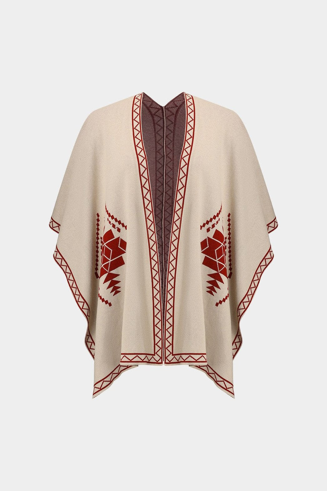 Ensemble cape et pantalon beige détail motif harmonie