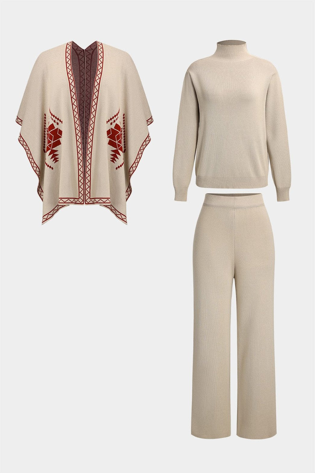 Ensemble cape et pantalon beige vue avant soleil
