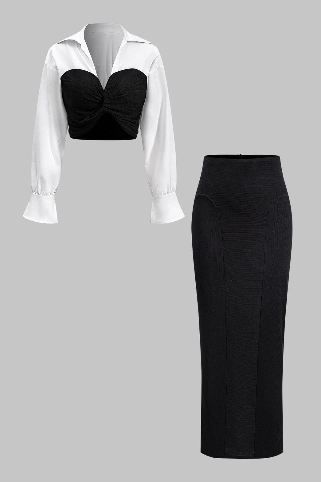 Ensemble chemise blanche et jupe noire élégant doux