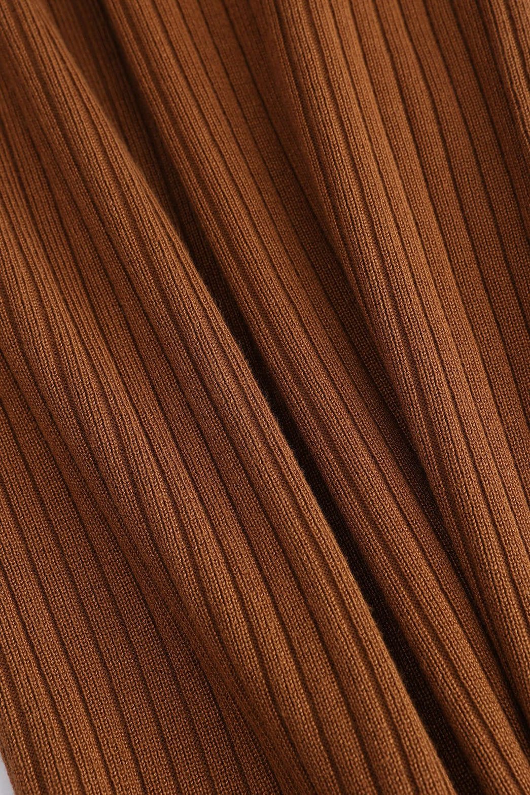 Ensemble maille côtelée marron vue ensemble grâce