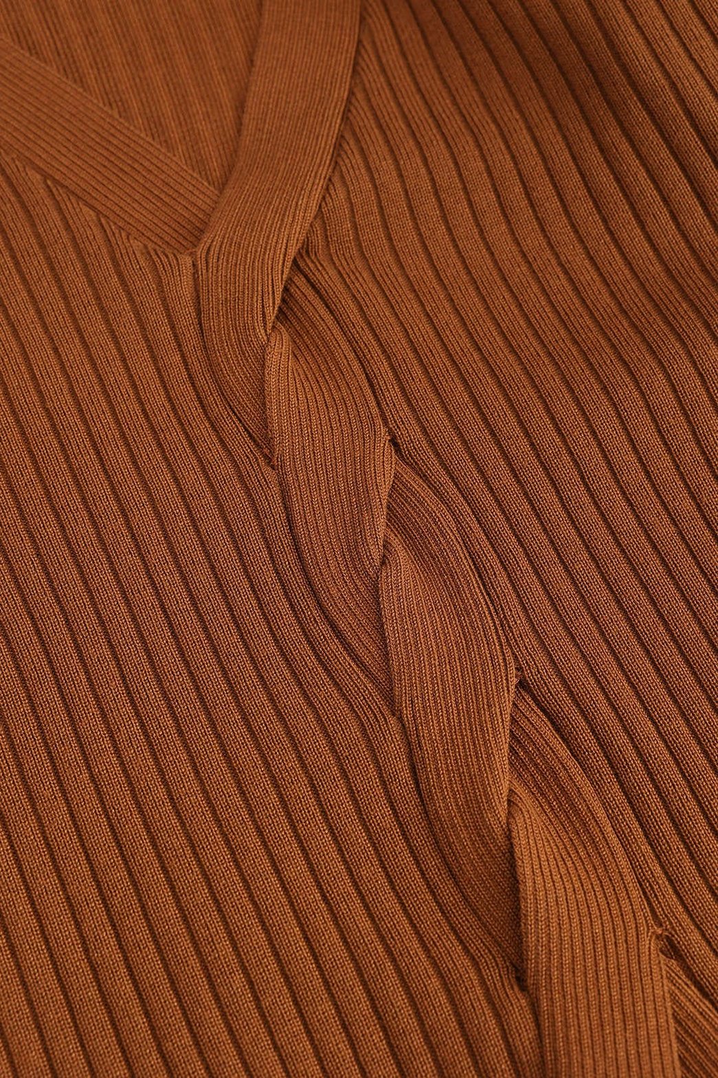 Ensemble maille côtelée marron vue pantalon fluidité