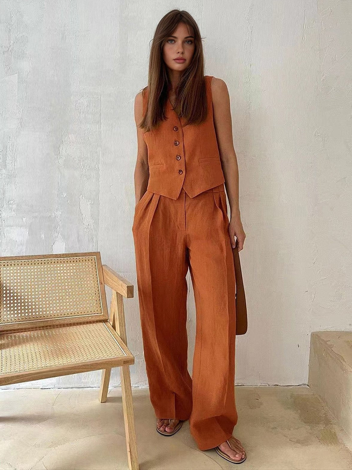 Ensemble lin terracotta élégant soleil