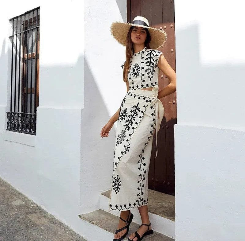 Ensemble jupe longue vue latérale brise