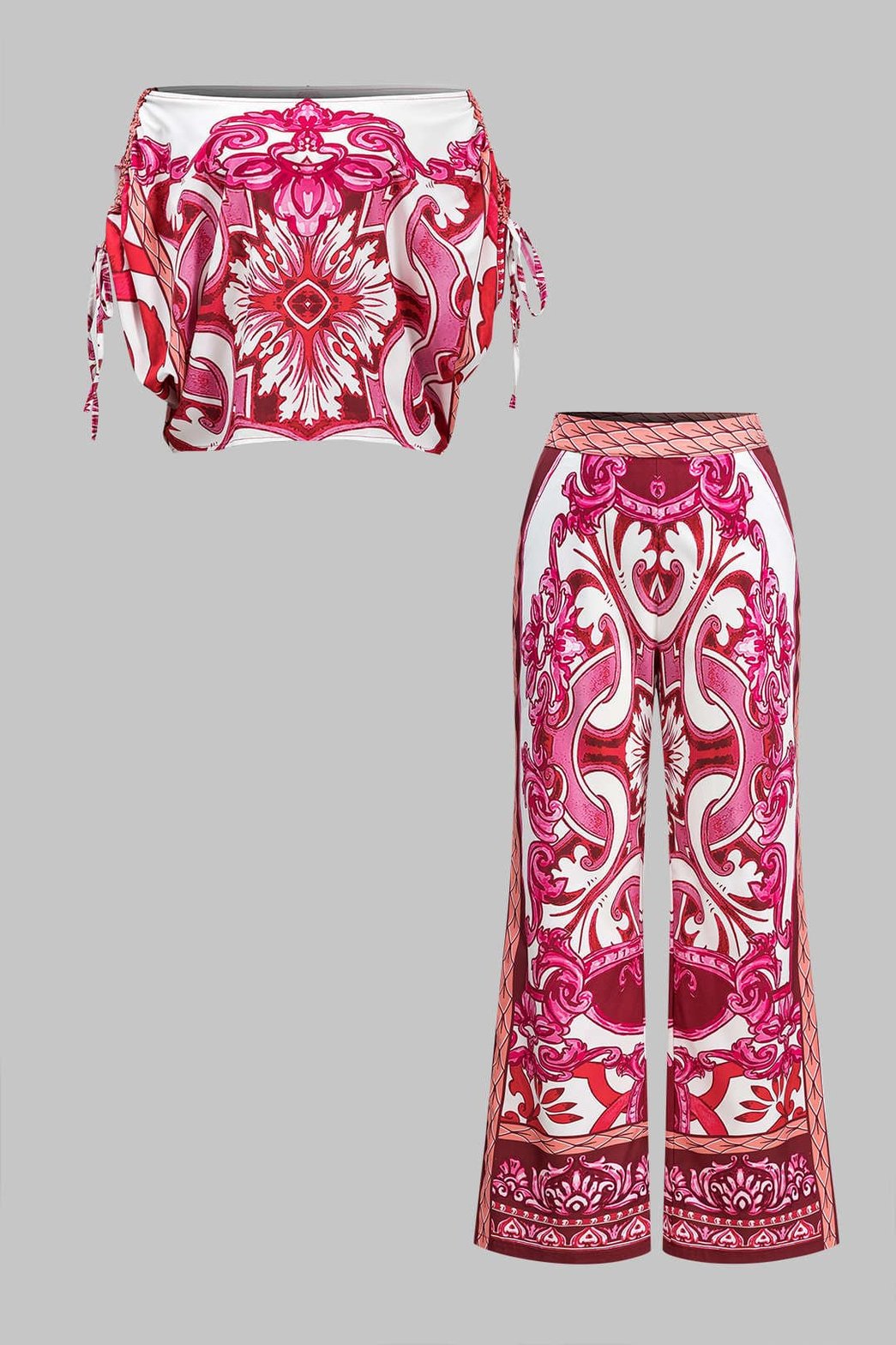 Ensemble baroque épaules nues rose et blanc soleil