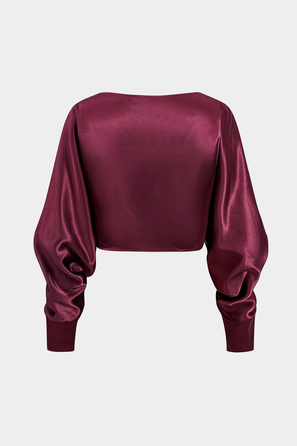 Top drapé satin bordeaux soyeux