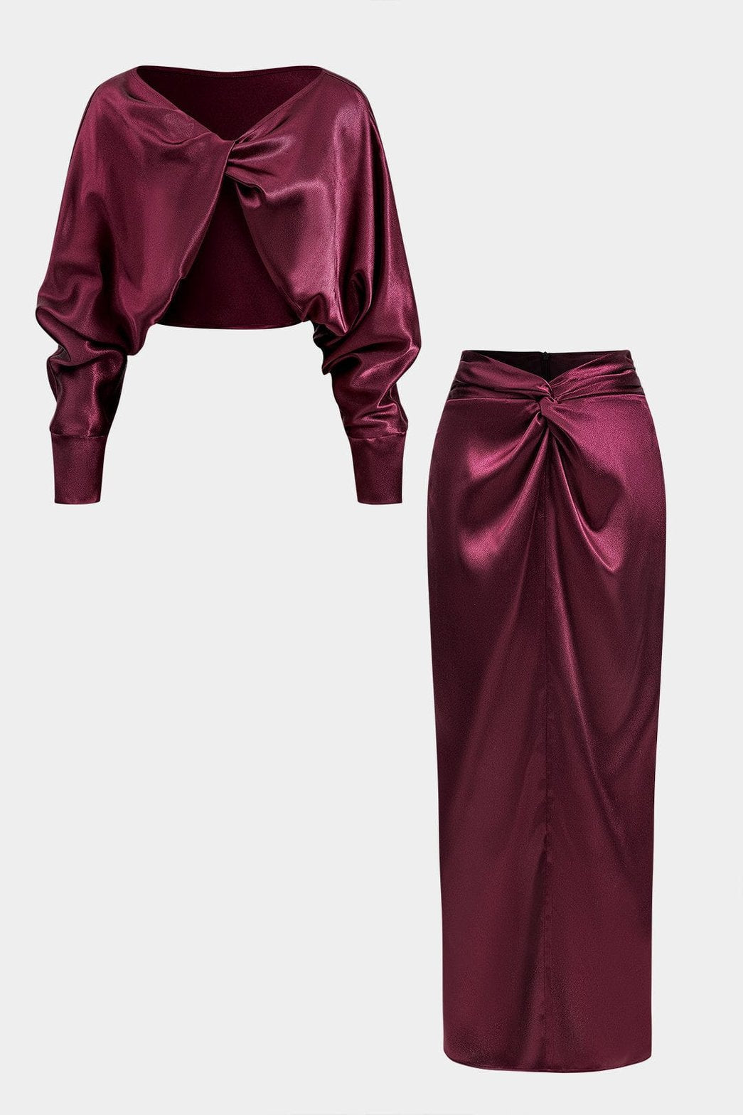Ensemble satin bordeaux élégant doux