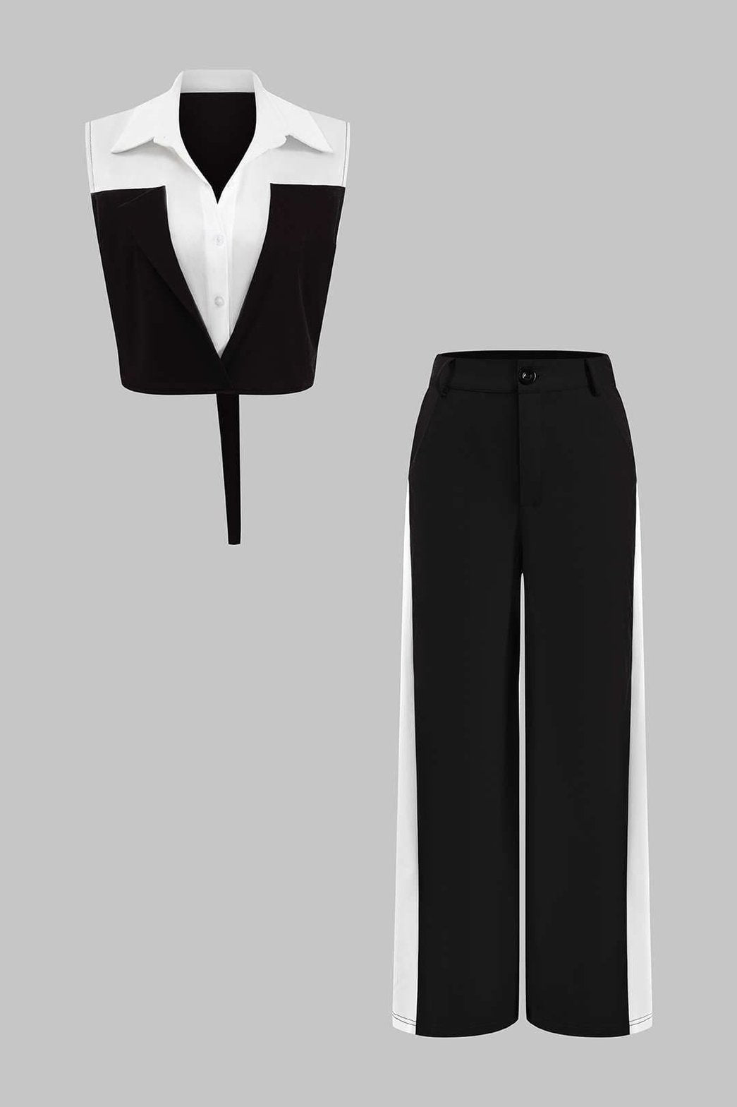 Vue dynamique ensemble coordonné rouge et blanc opale