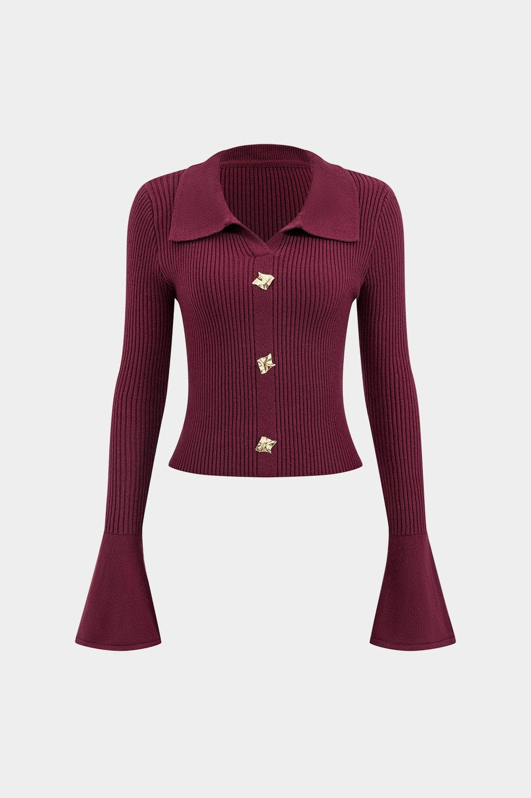 Top côtelé manches évasées élégance