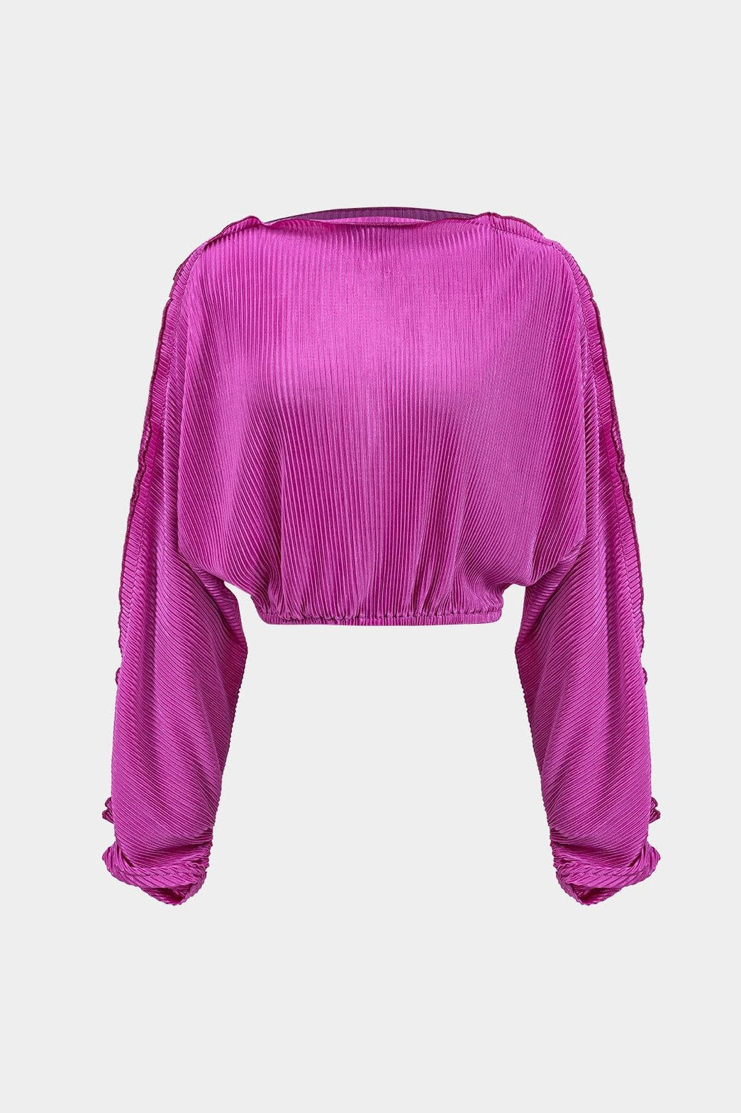 Ensemble plissé fuchsia vue de dos lune