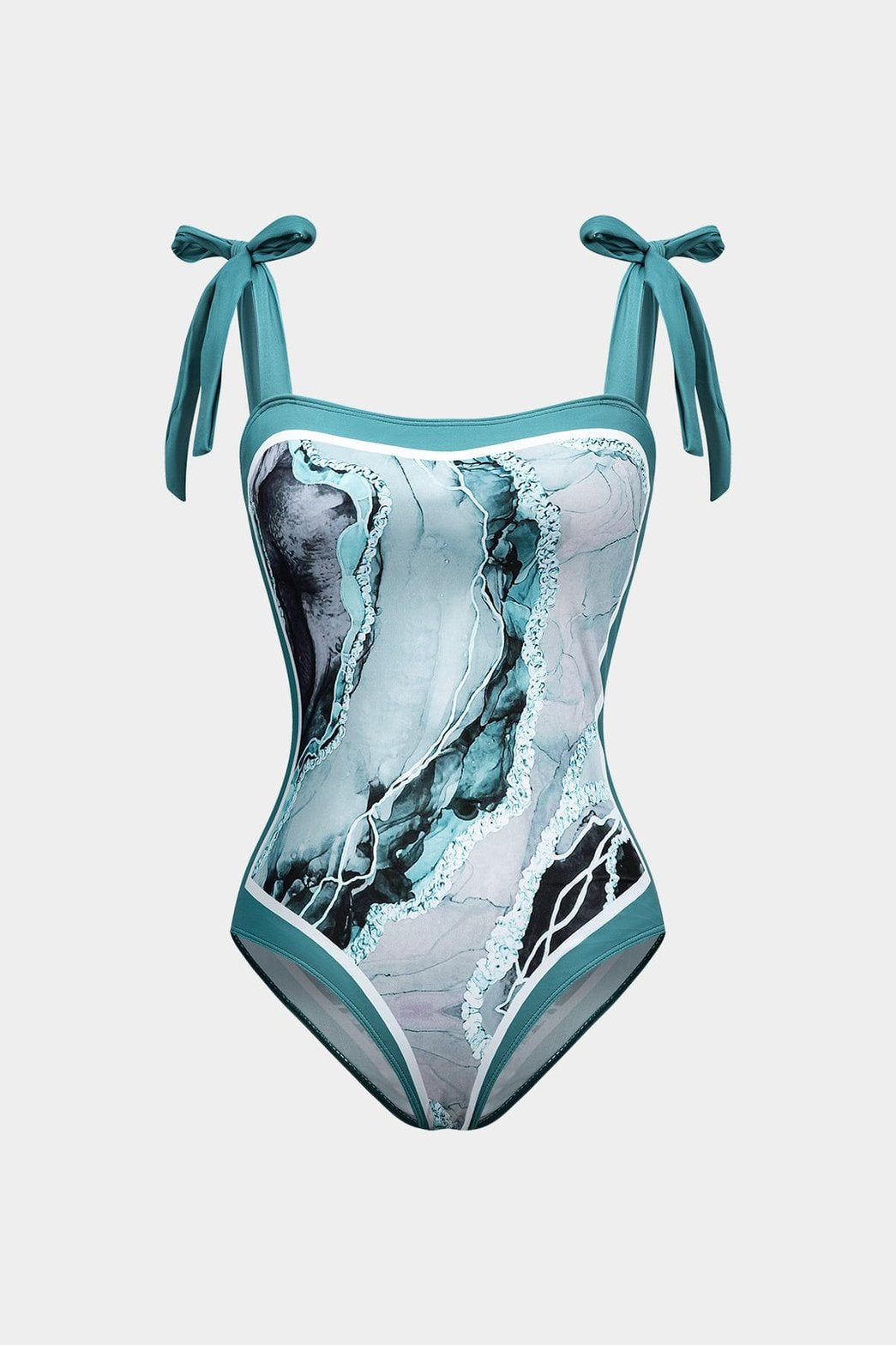 Vue de dos du maillot gainant turquoise brise