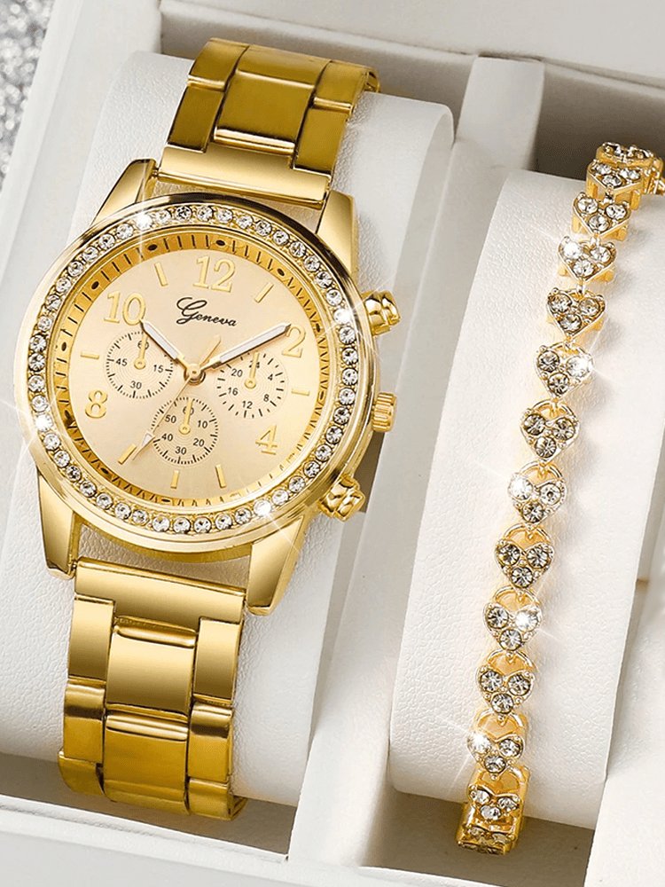 Ensemble montre luxe or harmonie