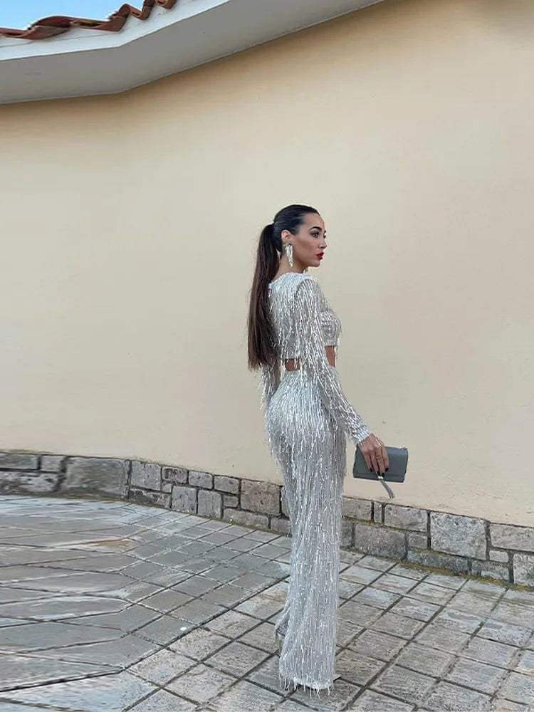 Tenue de fête à pompons cristal