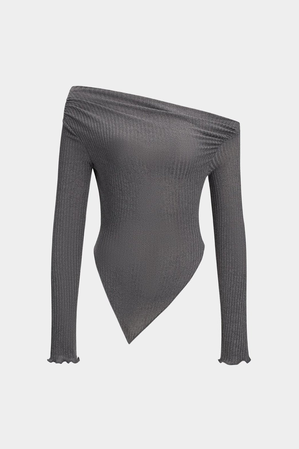 Ensemble plissé asymétrique gris vue côté soleil