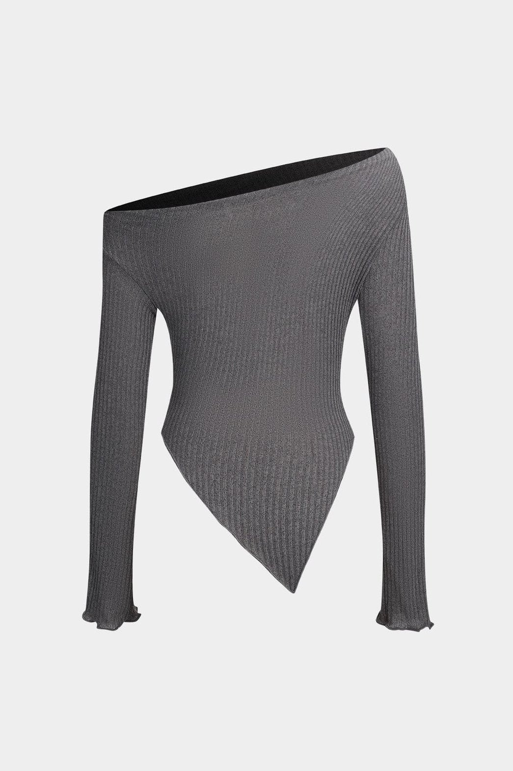 Ensemble plissé asymétrique gris vue dos nuage