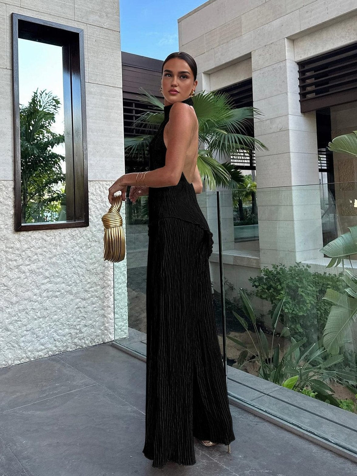 Ensemble pantalon plissé vent