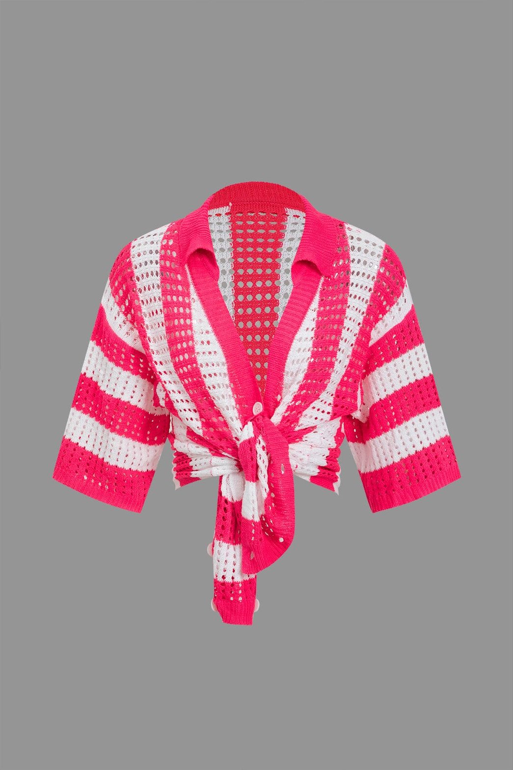 Ensemble ajouré rayé plage