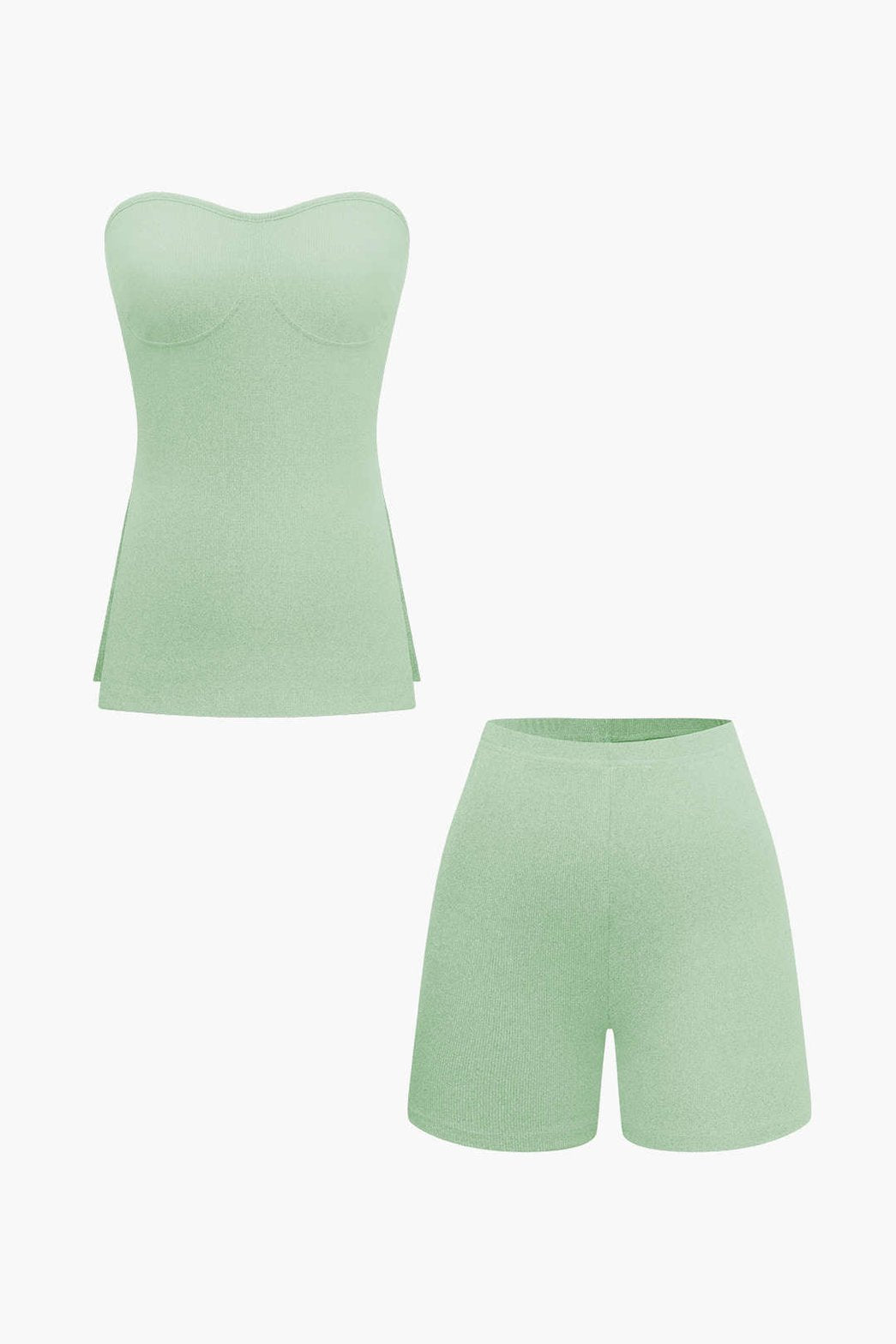 Ensemble Short Côtelé Basic Gris