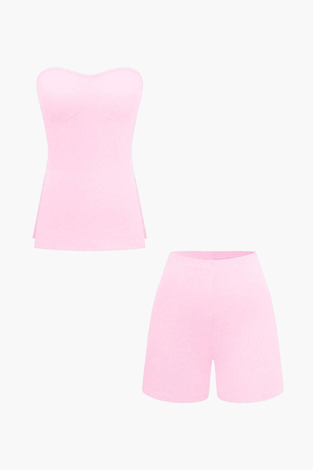 Ensemble Short Côtelé Basic Gris