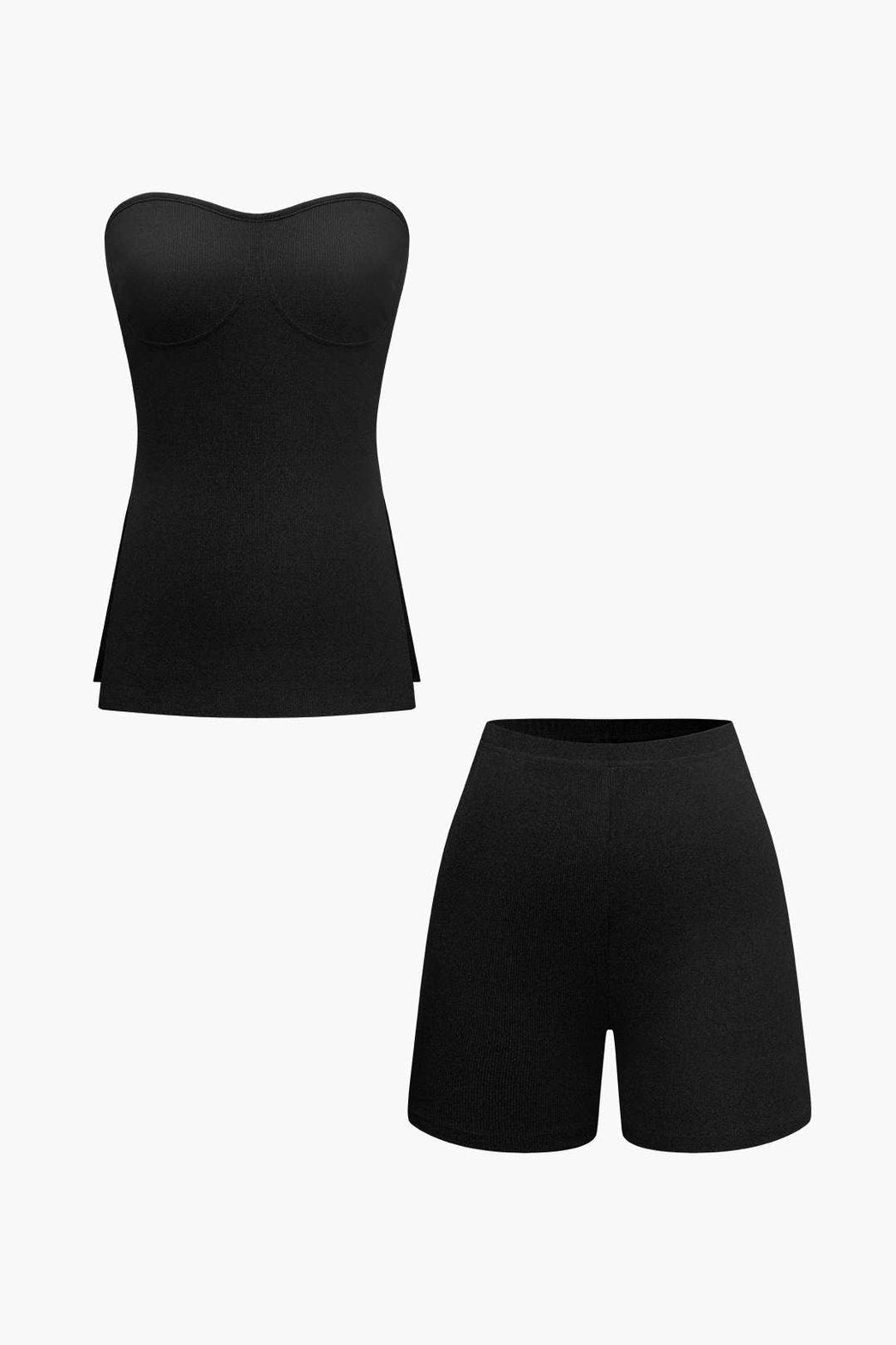 Ensemble Short Côtelé Basic Gris