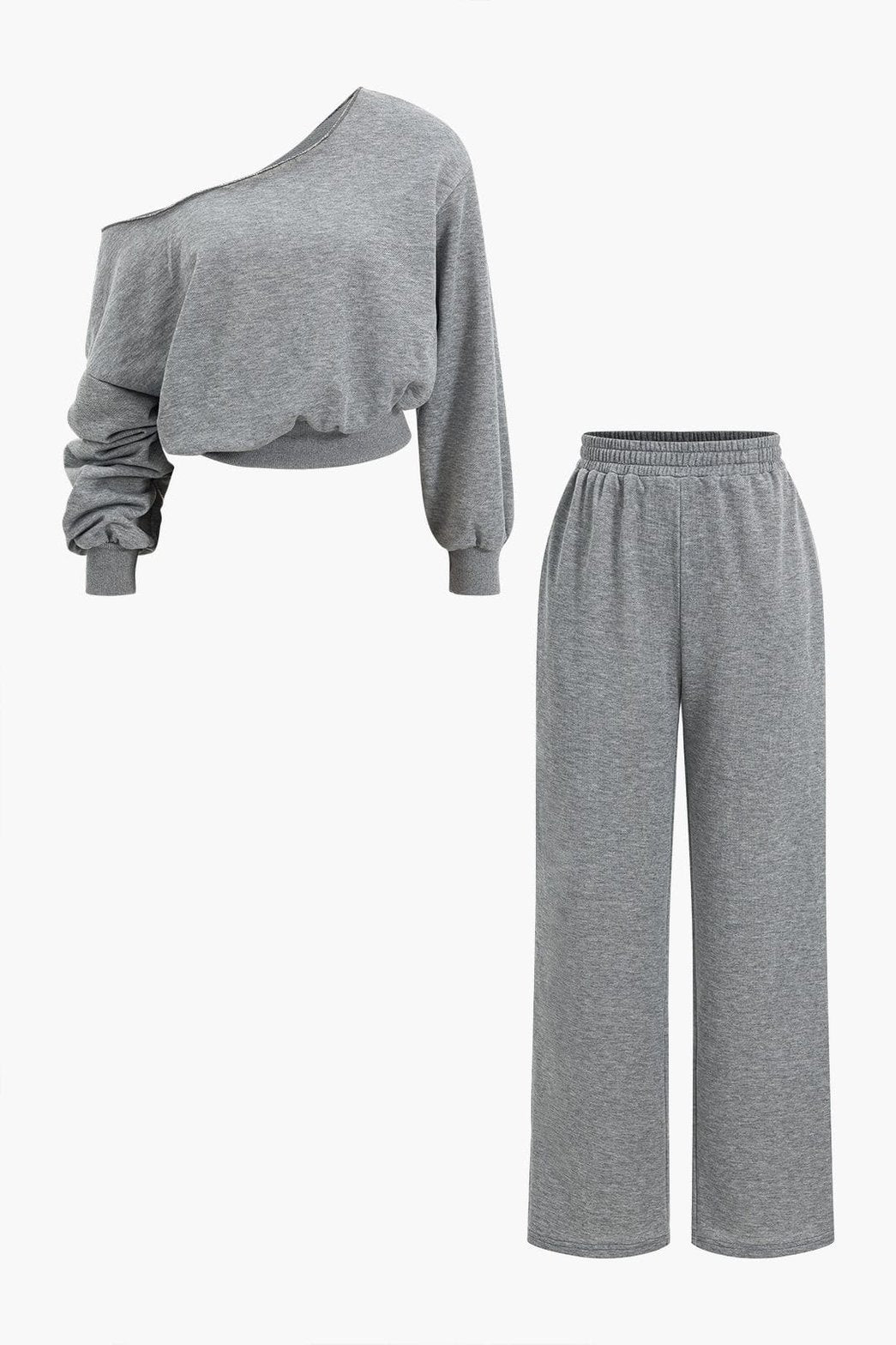 Ensemble gris asymétrique décontracté doux