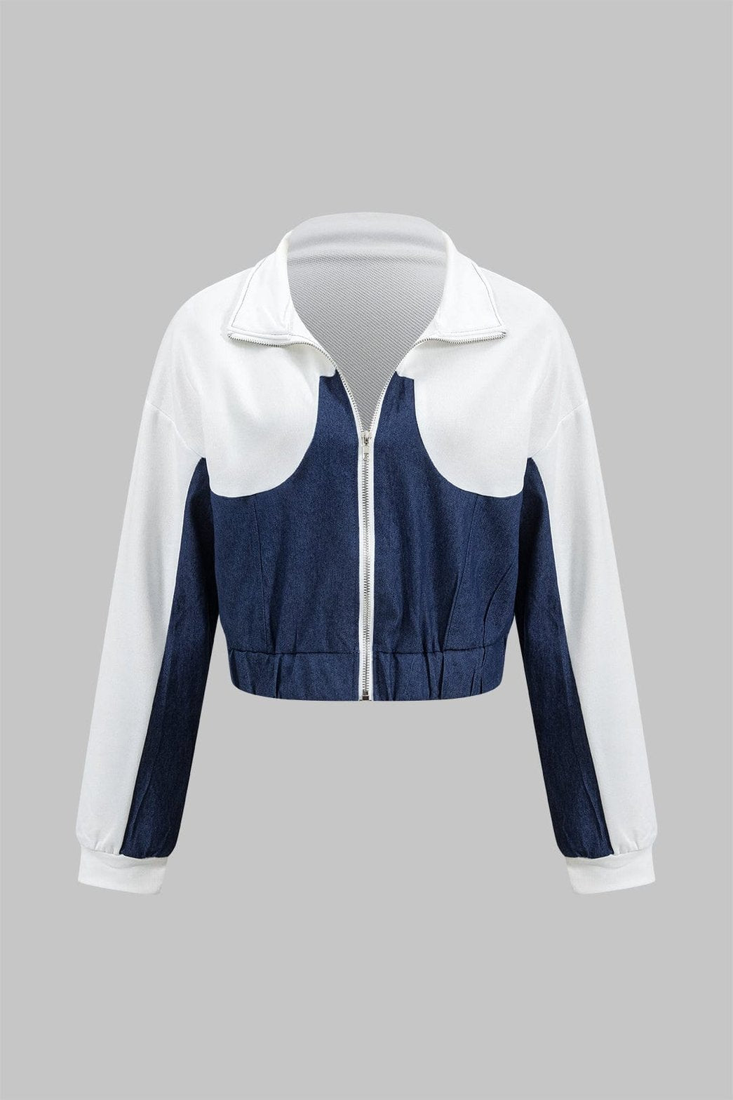 Veste zippée courte bicolore élégance