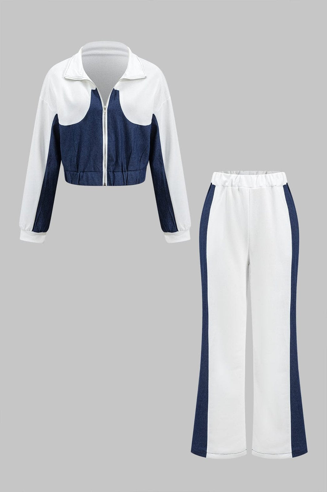 Ensemble sportif bicolore blanc et bleu marine harmonie