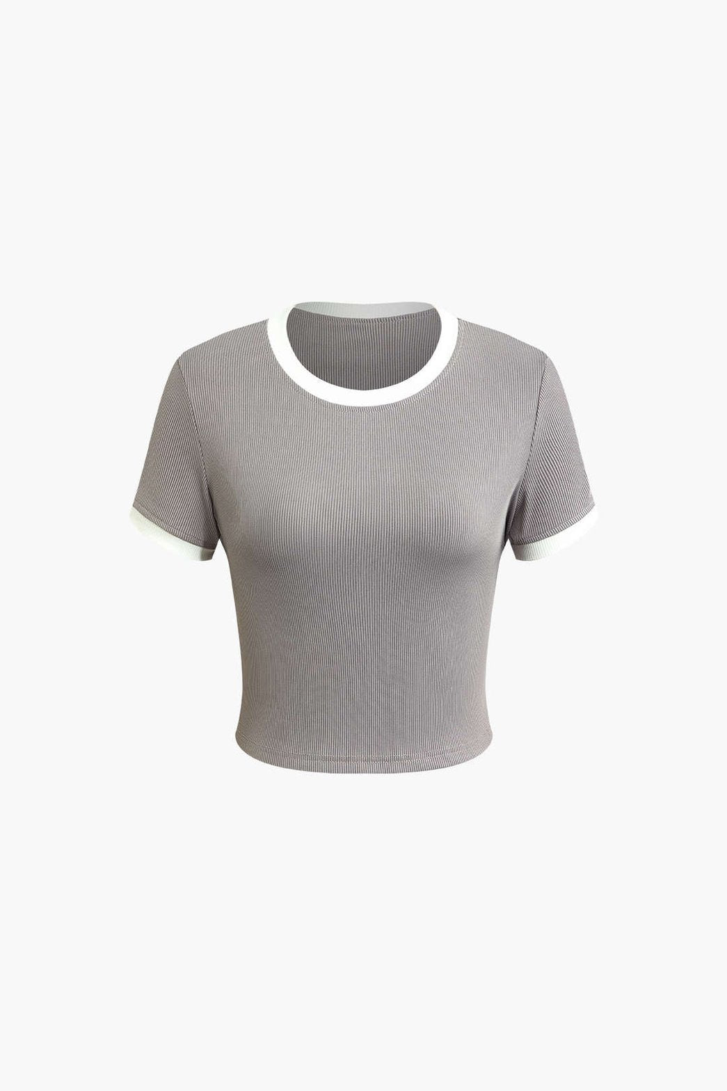 Ensemble côtelé gris et blanc vue de dos élégance