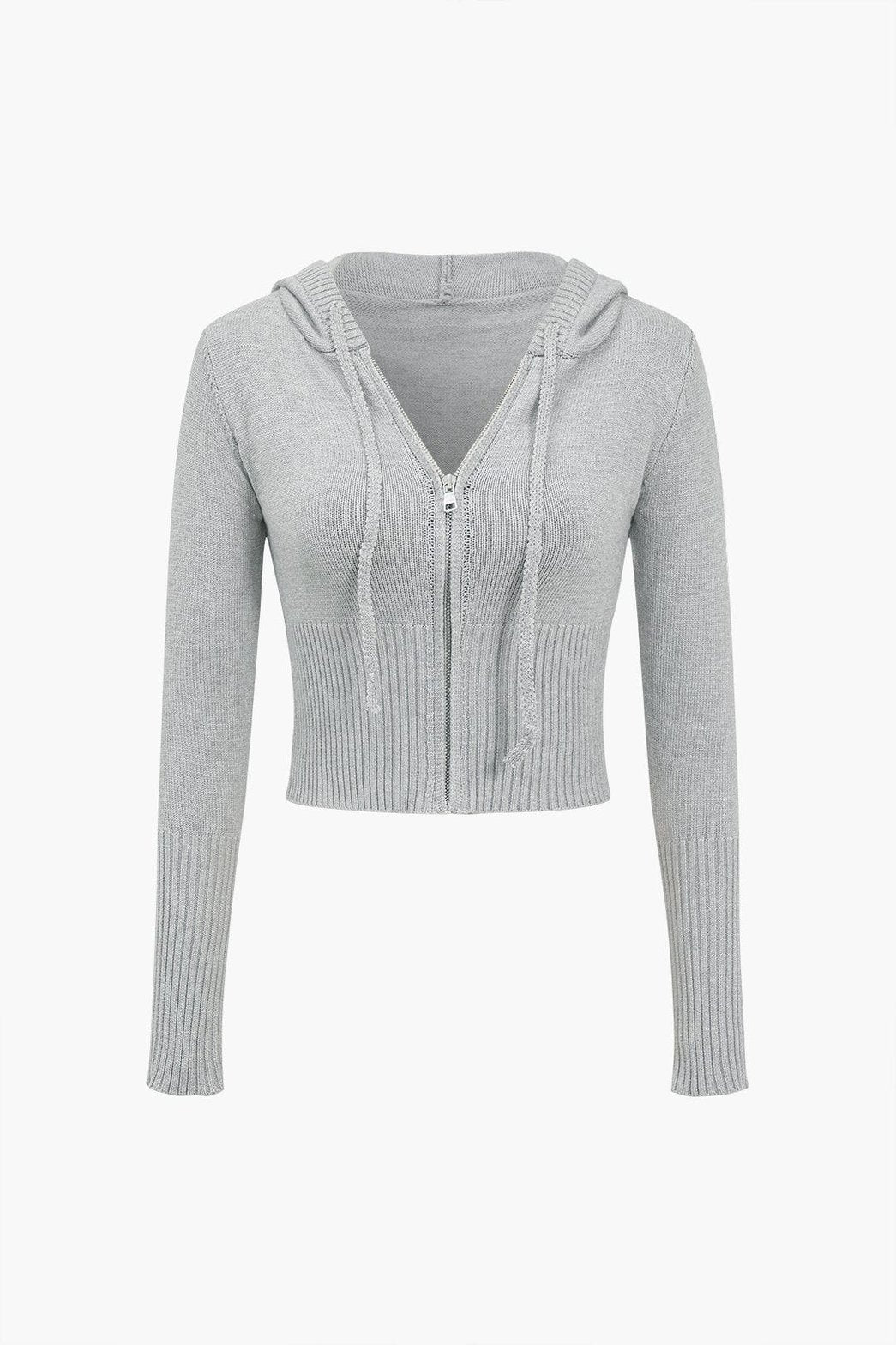 Top à capuche tricoté avec fermeture éclair soleil