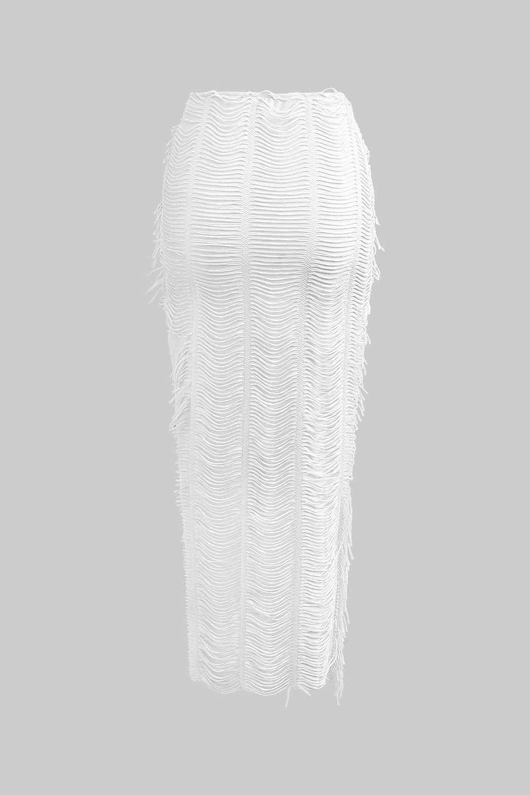 Ensemble Texturé Col V avec Jupe Longue