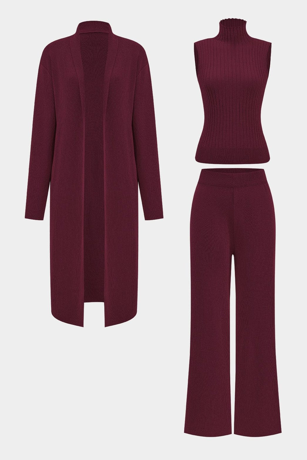 Ensemble tricot bordeaux élégant harmonie