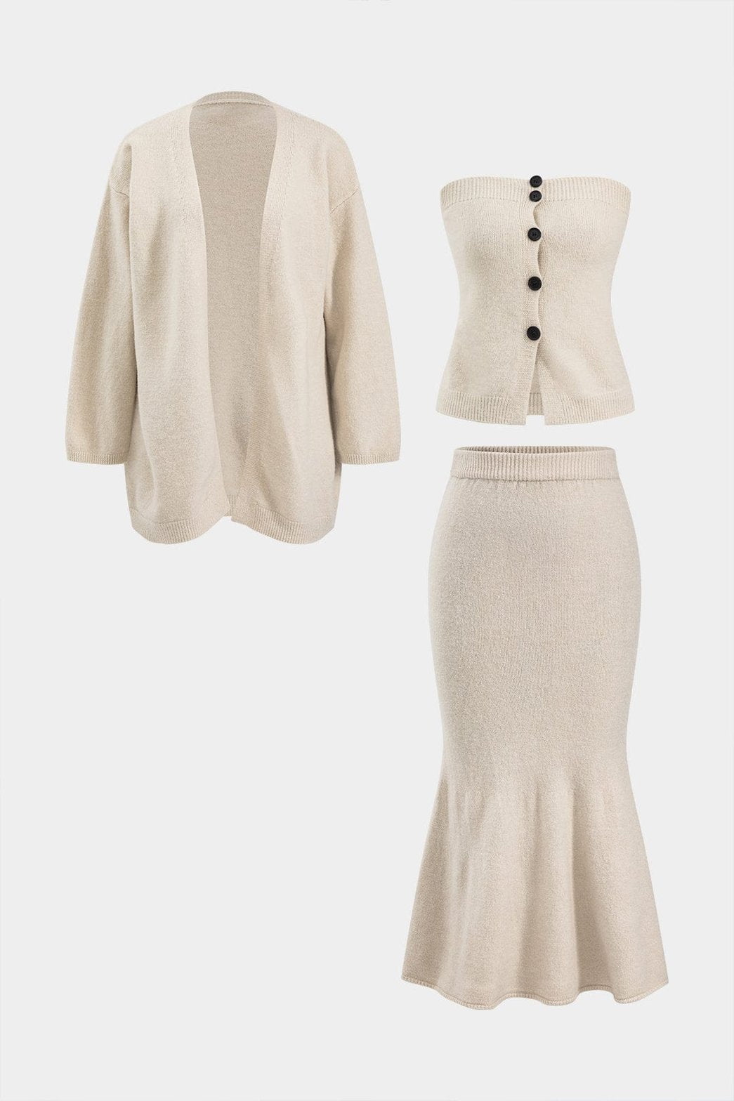 Ensemble tricot beige élégant douceur