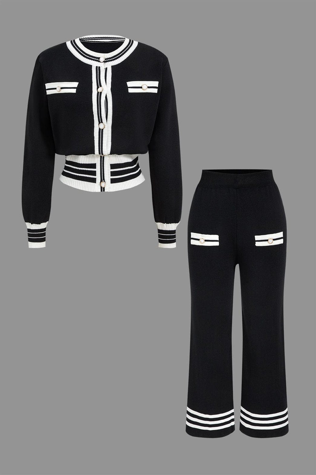 Ensemble tricot noir et blanc élégant douceur