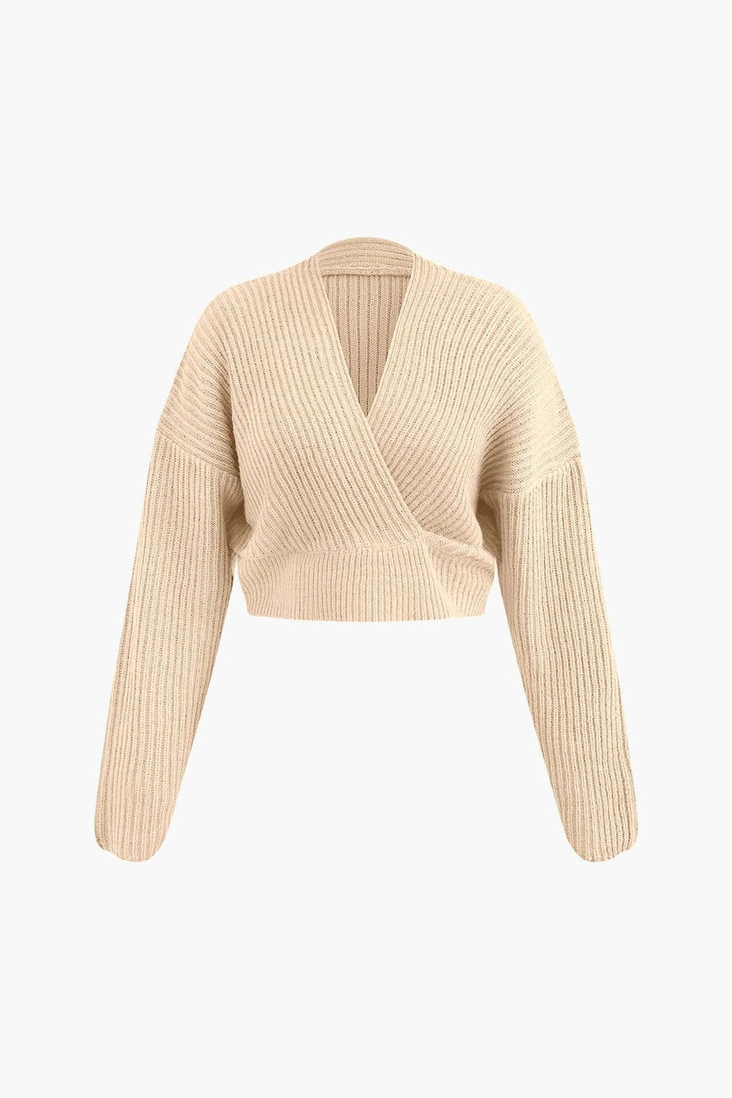 Ensemble Tricot Côtelé Pull Col V et Jupe