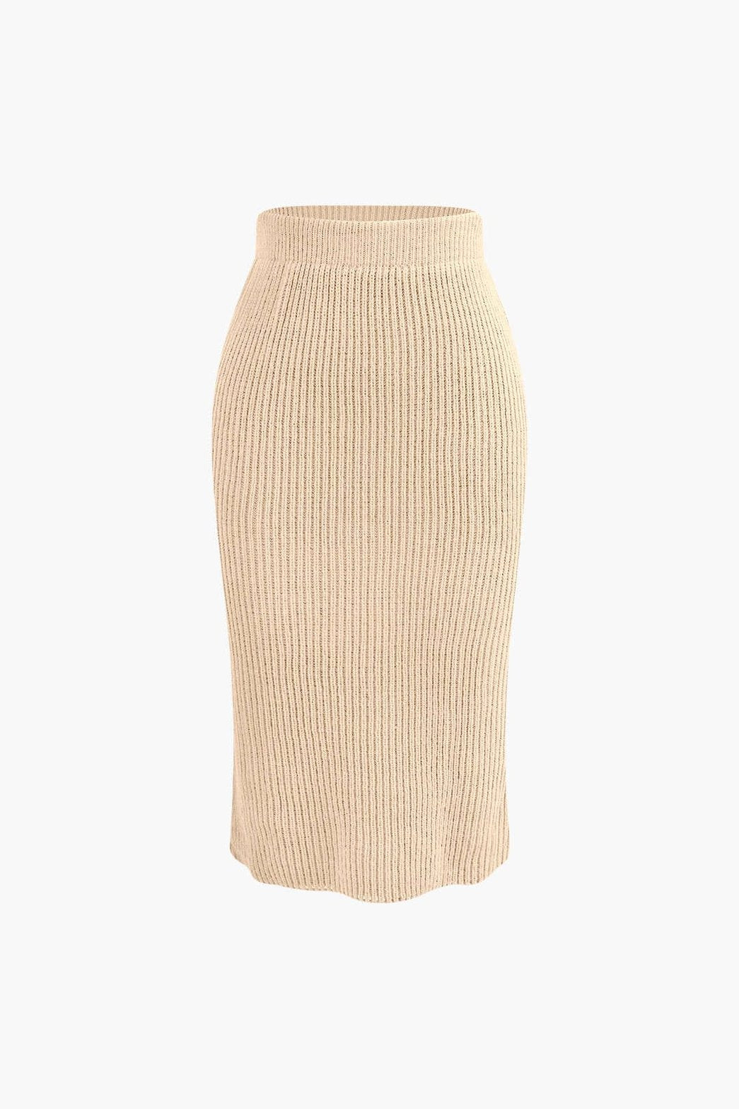 Ensemble Tricot Côtelé Pull Col V et Jupe