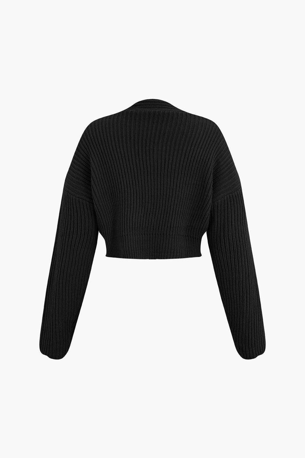 Ensemble Tricot Côtelé Pull Col V et Jupe