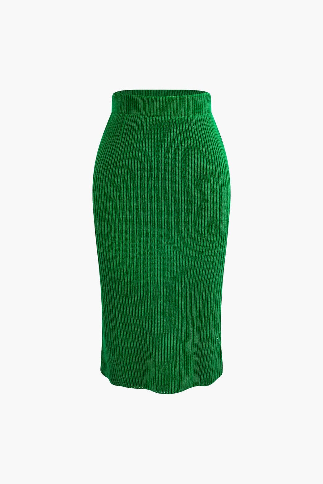 Ensemble Tricot Côtelé Pull Col V et Jupe