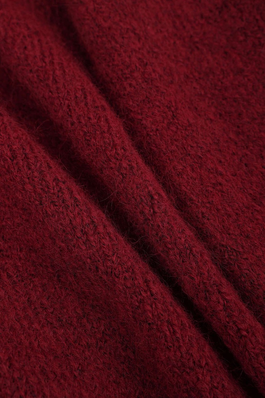 Top bustier tricoté bordeaux vue de face pluie