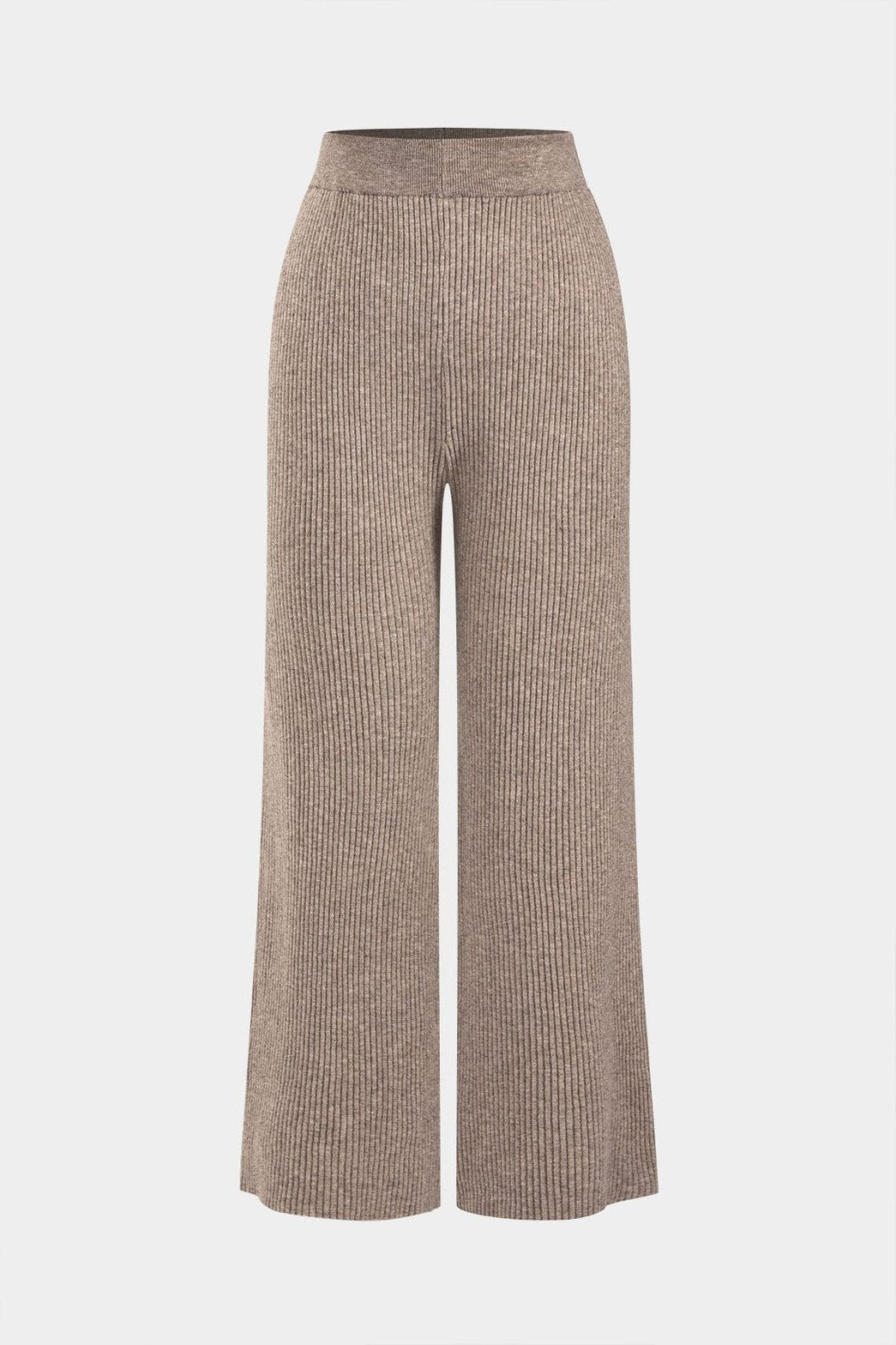 Pantalon large tricot beige confort