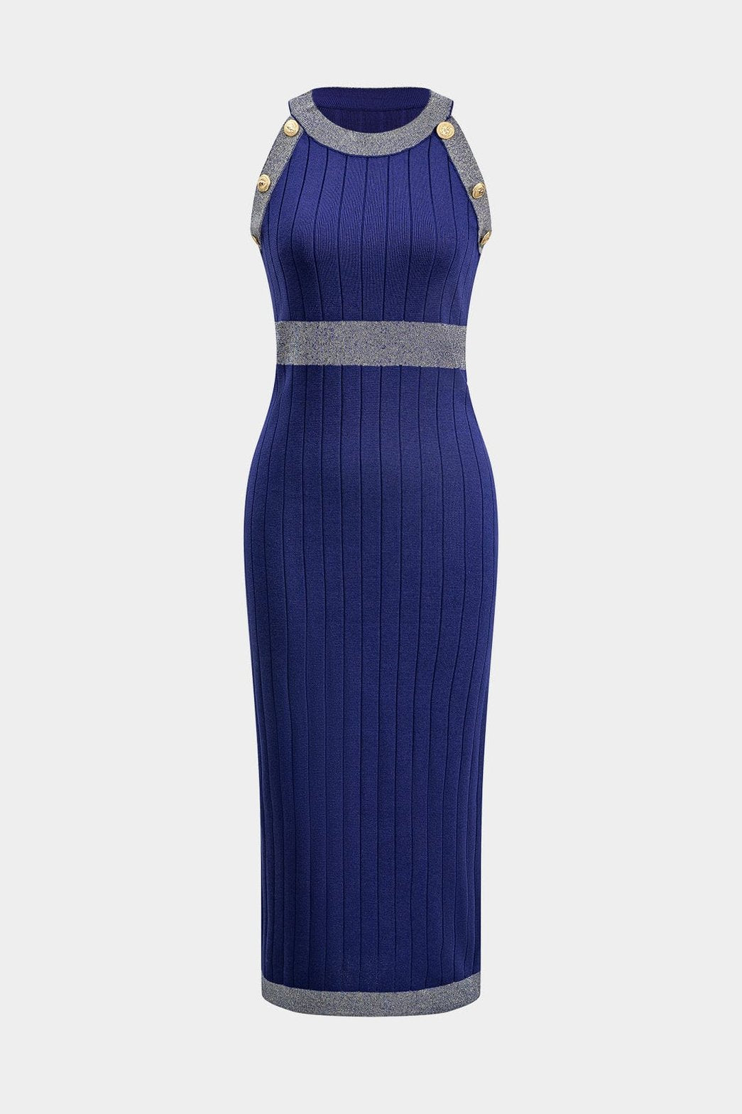 Robe longue moulante en tricot côtelé harmonie