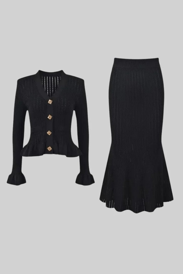 Ensemble deux pièces maille noir charme