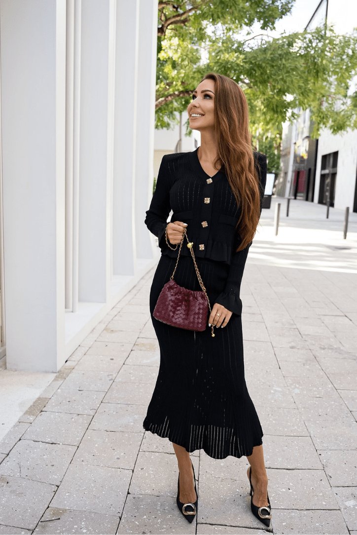 Ensemble deux pièces tricot noir grâce