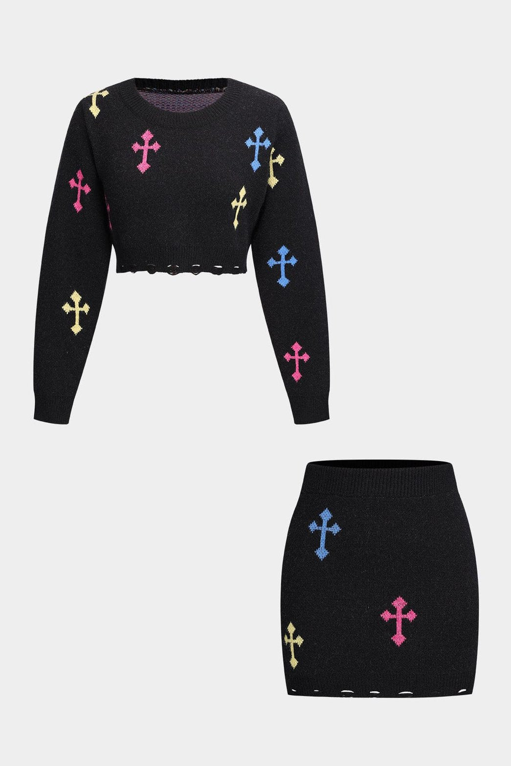 Ensemble tricot géométrique vue avant douceur