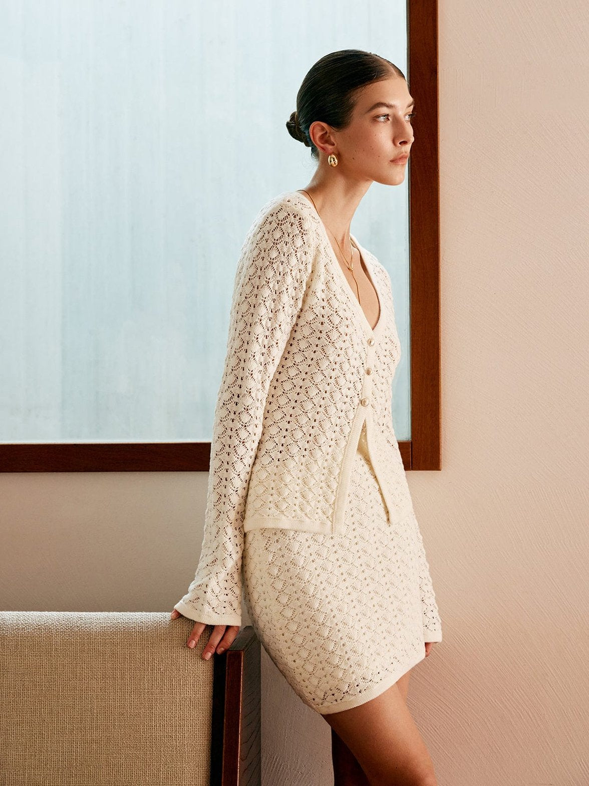 Ensemble coordonné tricot motif jacquard sérénité