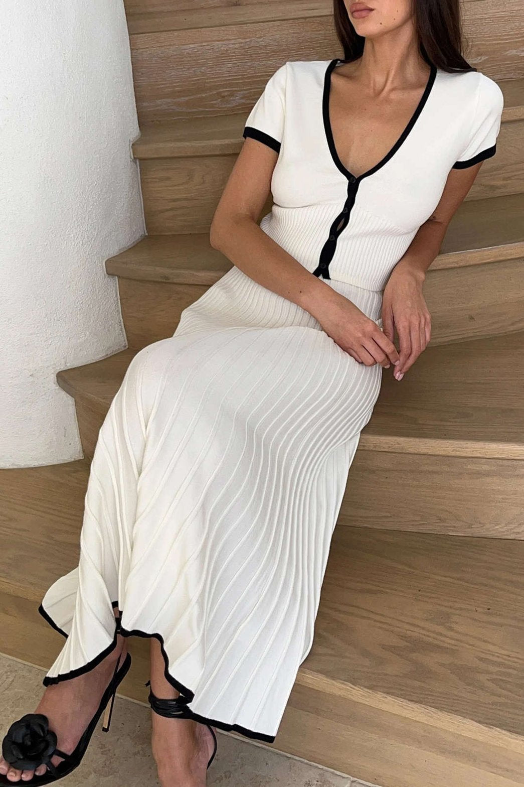 Ensemble jupe midi plissée élégant