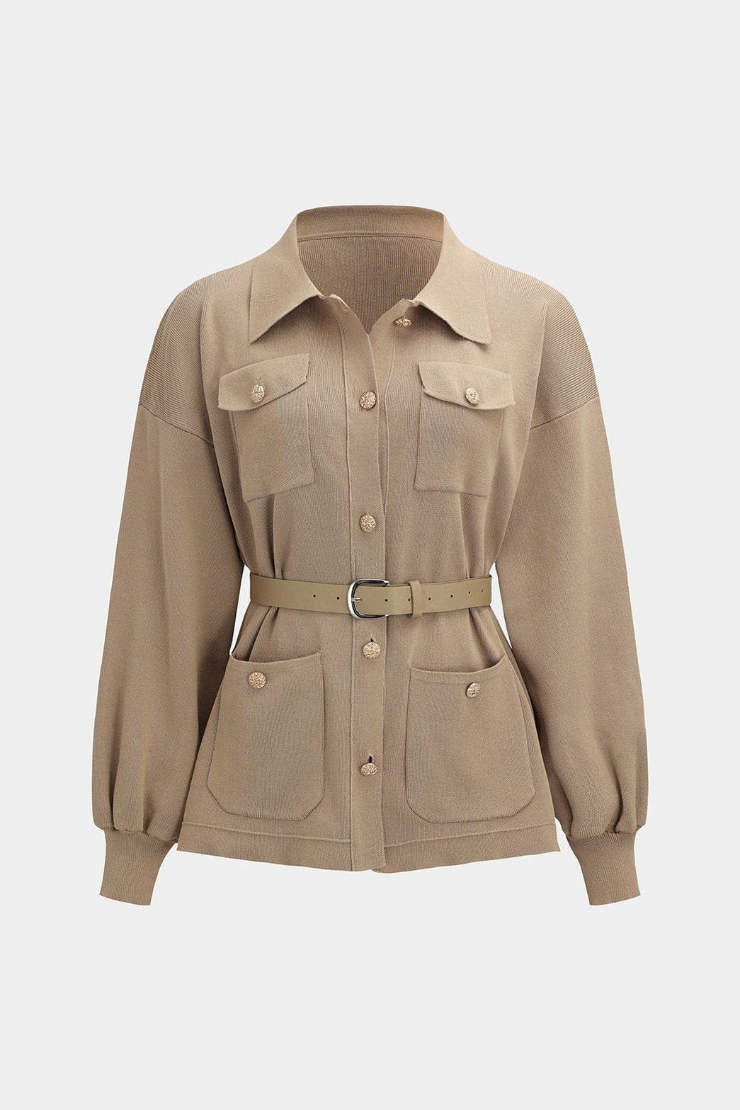 Ensemble tricot beige safari vue de dos élégance