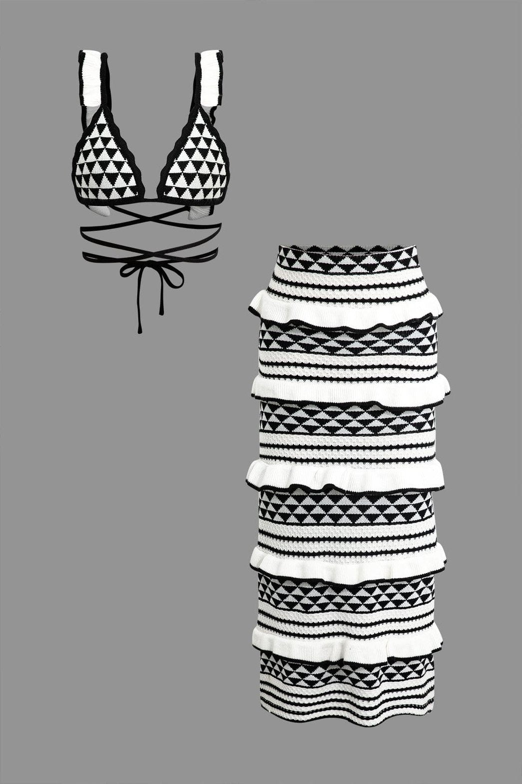 Ensemble tricot graphique blanc et noir douceur