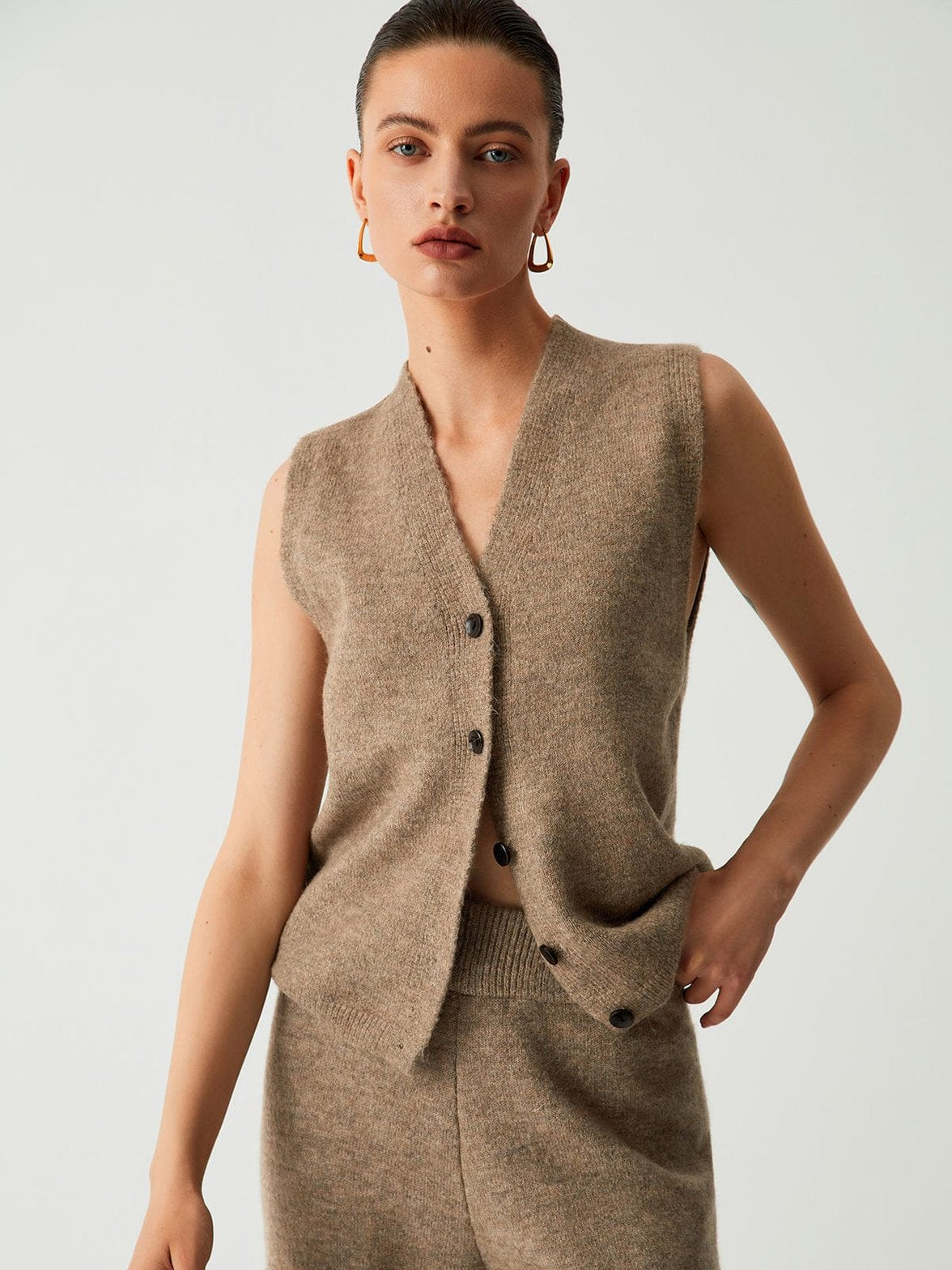 Ensemble tricot beige élégant gracieux