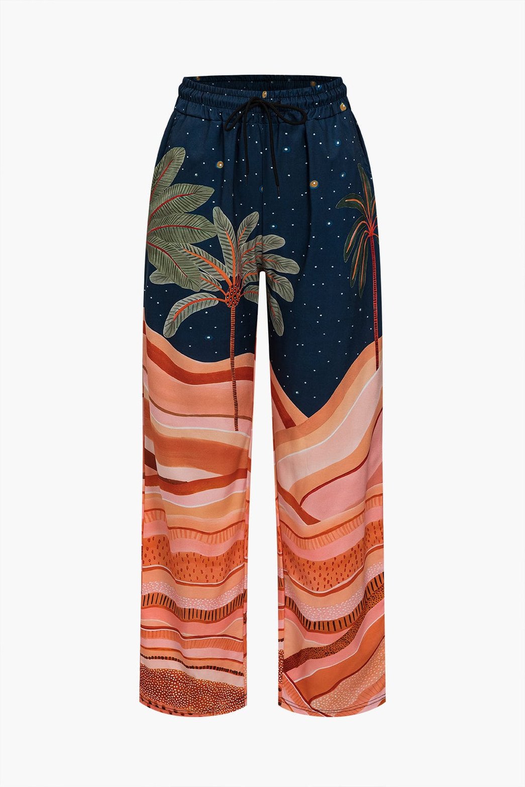 Ensemble tropical chemise et pantalon palmier détail tissu coco